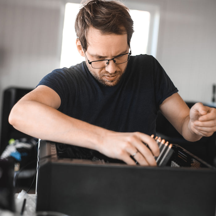 Man building a custom PC