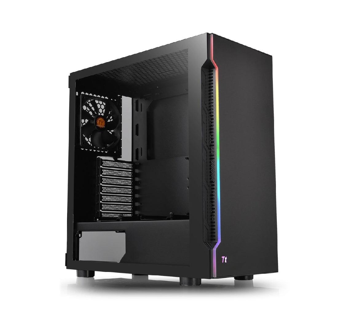 ThermalTake H200 Tempered Glass RGB Edition ATX Mid - Tower Black Case With 1x Black 120mm Rear Fan Pre - instalLED - IT Warehouse