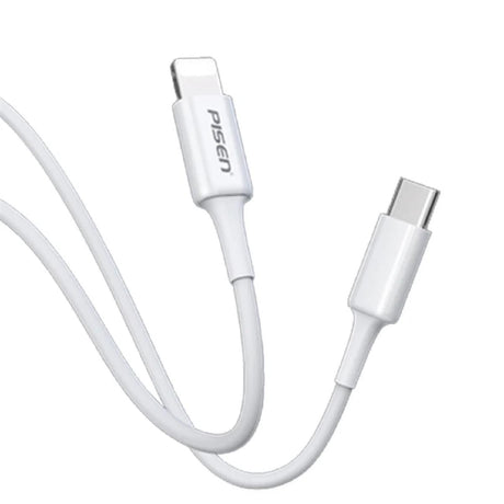 Pisen Mr White Lightning to USB-C PD Fast Charge Cable (1M) White - Support Charge 3A - Electronics > Electronics Accessories > Cables > Storage & Data Transfer Cables > USB Cables from PISEN
