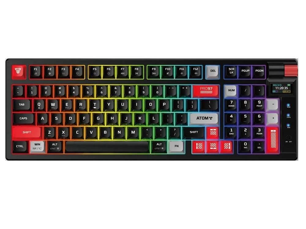 Fantech MK918 Atom Pro97 Hot-Swap Wireless Red Switch Mechanical Black Keyboard with Display Screen by Fantech