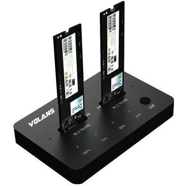 2 Bay Volans VL - UCM2DS Aluminium USB - C M.2 PCIe Docking Station With Clone - IT Warehouse
