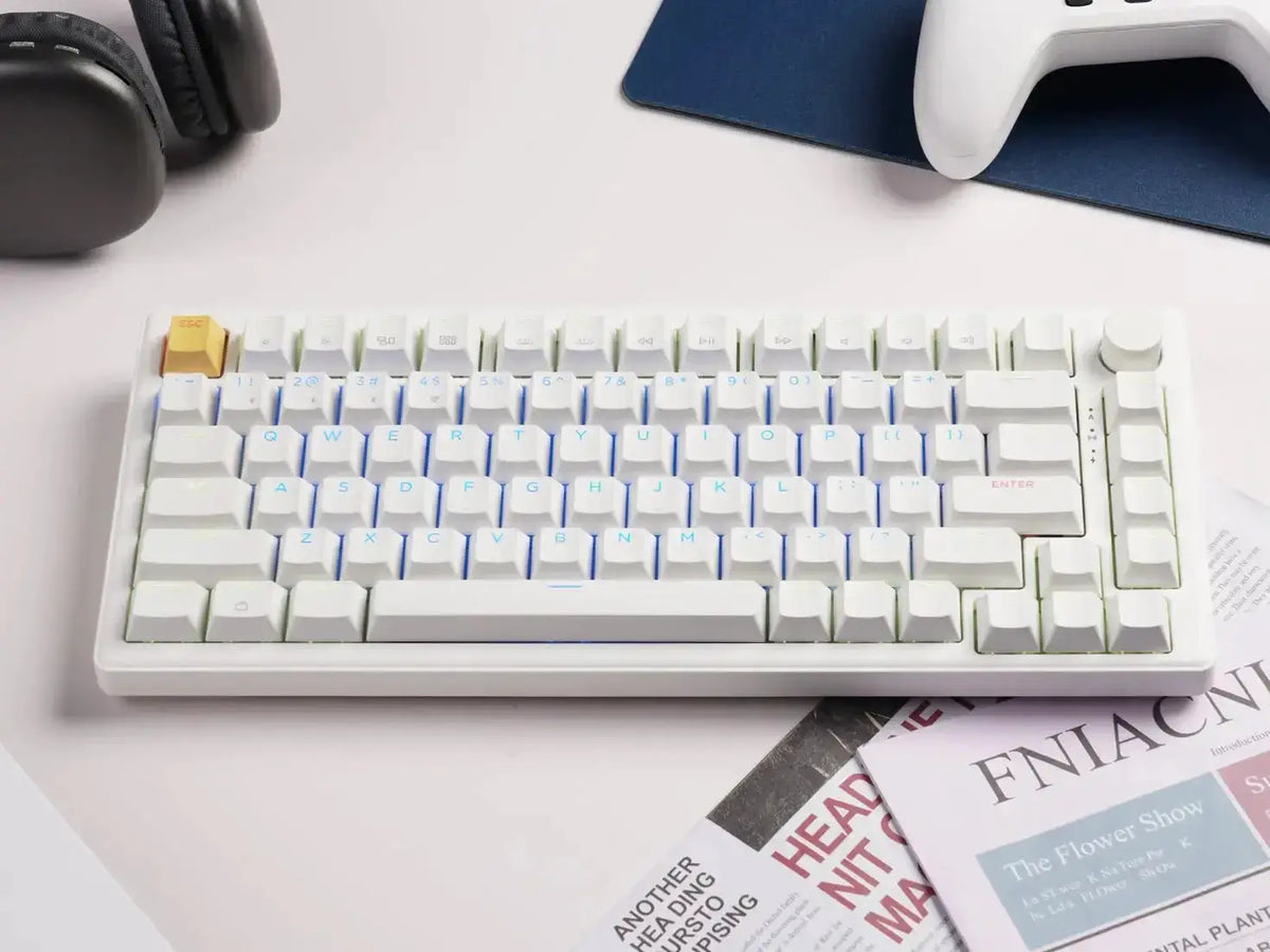 Keychron J2 QMK Wireless RGB Hot-Swappable Apex Super Brown Switch 75% Mechanical Keyboard - White by Keychron