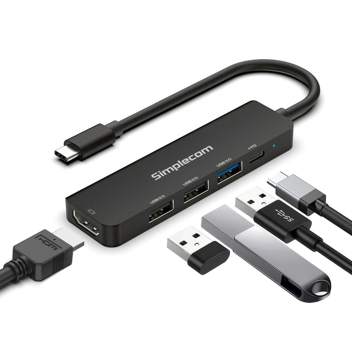 Simplecom CHT550 USB-C 5-in-1 Multiport Docking Station with USB Hub PD HDMI 2.0 by Simplecom