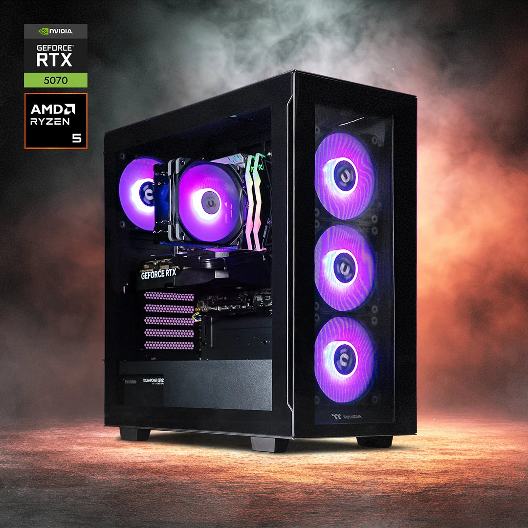 Thermaltake Infinity PRO V7 Desktop PC AMD Ryzen 5 7500F 32GB RAM 1TB SSD RTX 5070 W11 - V350 Black