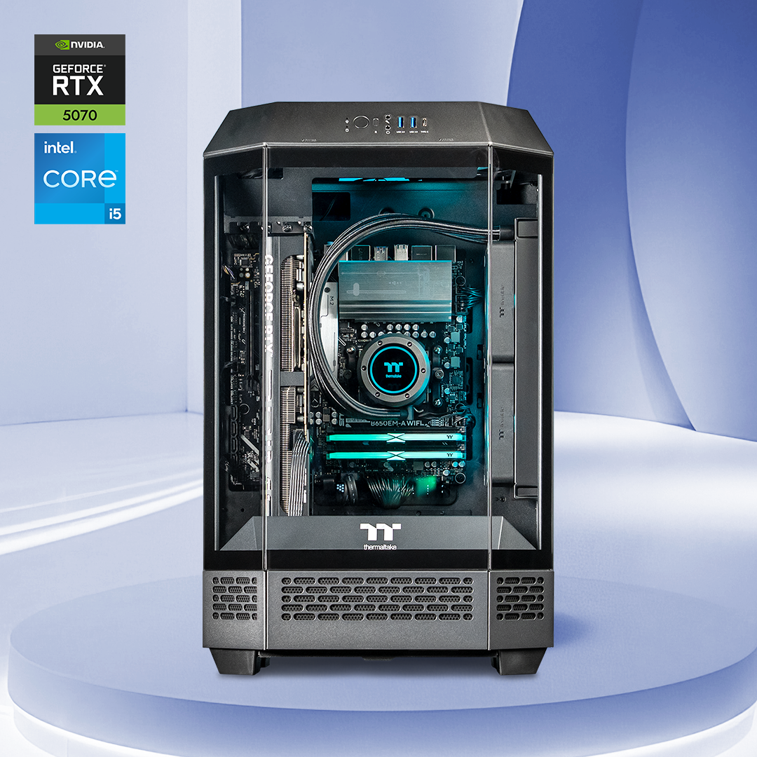 Thermaltake Citadel 300 Pro Desktop PC Intel Core i5-14600KF 32GB RAM RTX 5070 W11H - Tower 300 Black