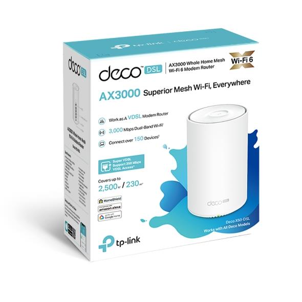TP-Link Deco X50-DSL(1-pack) AX3000 VDSL Whole Home Mesh WiFi 6 Router - Electronics > Networking > Bridges & Routers > Wireless Routers from TP Link