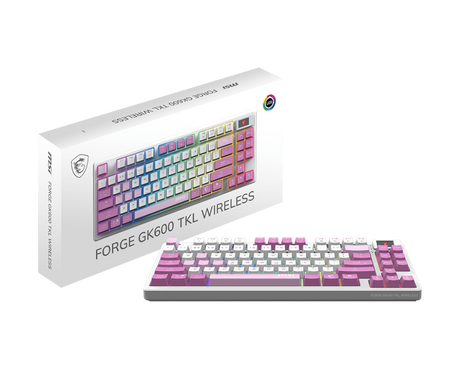 MSI Forge GK600 TKL Wireless RGB Linear Switch Gaming Keyboard - Violet - Electronics > Electronics Accessories > Computer Components > Input Devices > Keyboards from MSI