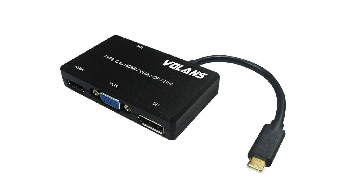 Volans 4 in 1 Type C To HDMI/VGA/DP/DVI Converter by Volans