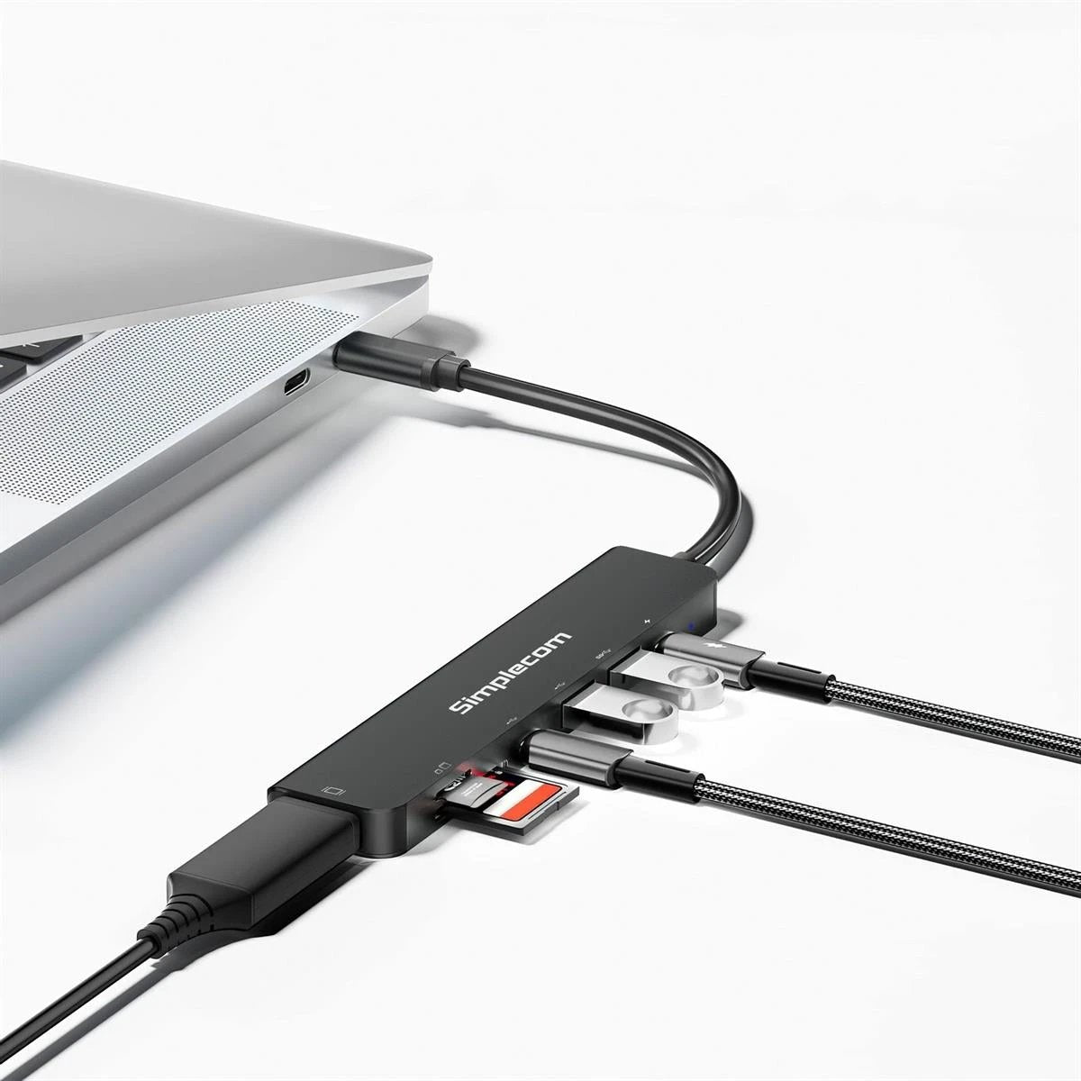 Simplecom CH547 USB-C 7-in-1 Multiport Adapter USB Hub HDMI Card Reader PD by Simplecom