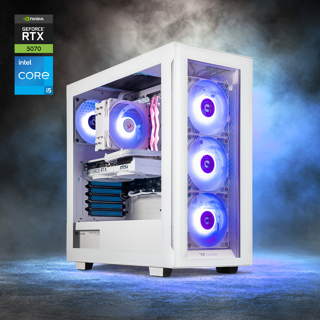 Thermaltake Infinity PRO V7 Desktop PC Intel Core i5-14600KF 32GB RAM RTX 5070 Windows - V350 Snow Edition
