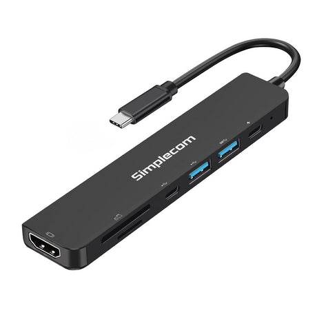 Simplecom CH547 USB-C 7-in-1 Multiport Adapter USB Hub HDMI Card Reader PD - Electronics > Electronics Accessories > Computer Accessories > Laptop Docking Stations from Simplecom
