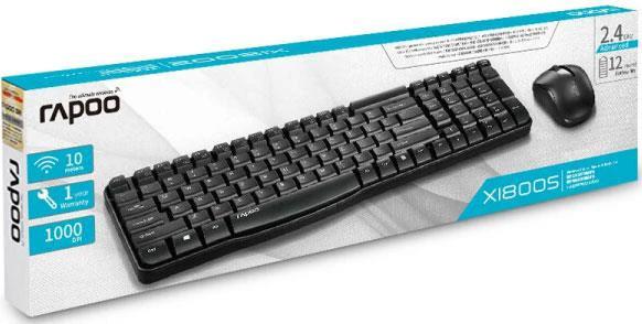 Rapoo X1800S Wireless Keyboard Mouse Combo Black by Rapoo