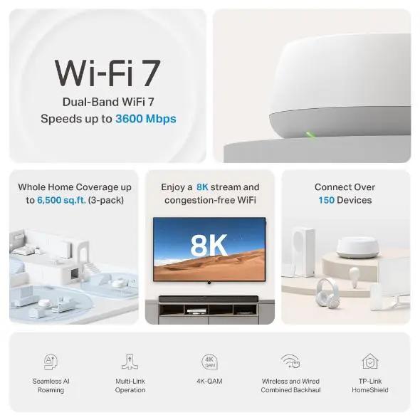 TP-Link Deco BE22(3-pack) BE3600 Whole Home Mesh Wi-Fi 7 by TP Link
