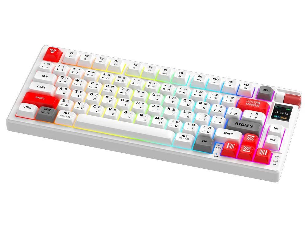 Fantech MK917 Atom Pro 75% Hot-Swap Display Screen Wireless Red Switch Mechanical White Keyboard by Fantech
