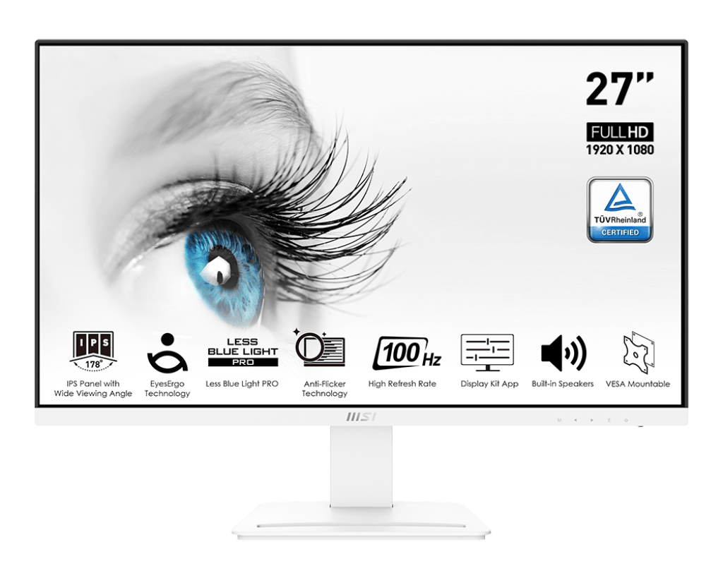 MSI Pro MP273AW 27” FHD IPS 100Hz 1ms Business Monitor - White - IT Warehouse