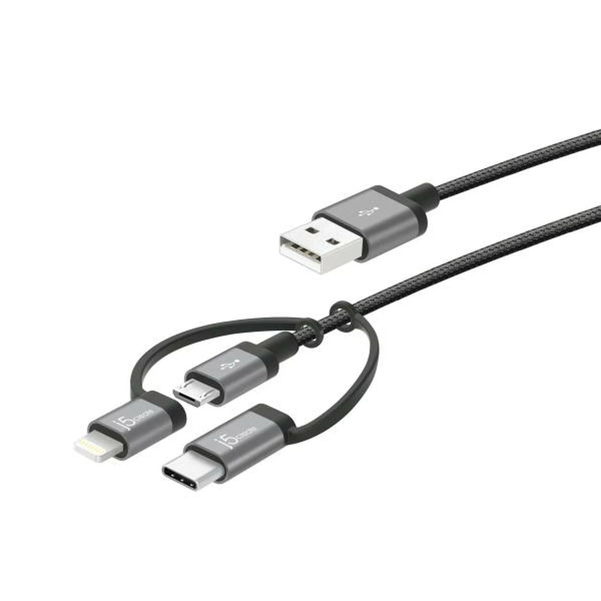 J5Create JMLC11B 3-in-1 USB-CHarging Sync Cable (USB-A To Apple Lightning 8-Pin/USB-C Or USB Micro-B For Ios Or Android Device) -Apple MFi-Certified by j5create