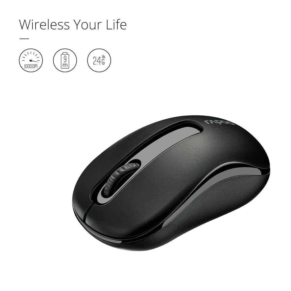 RAPOO M10 PLUS 2.4GHz Wireless Optical Mouse Black by Rapoo