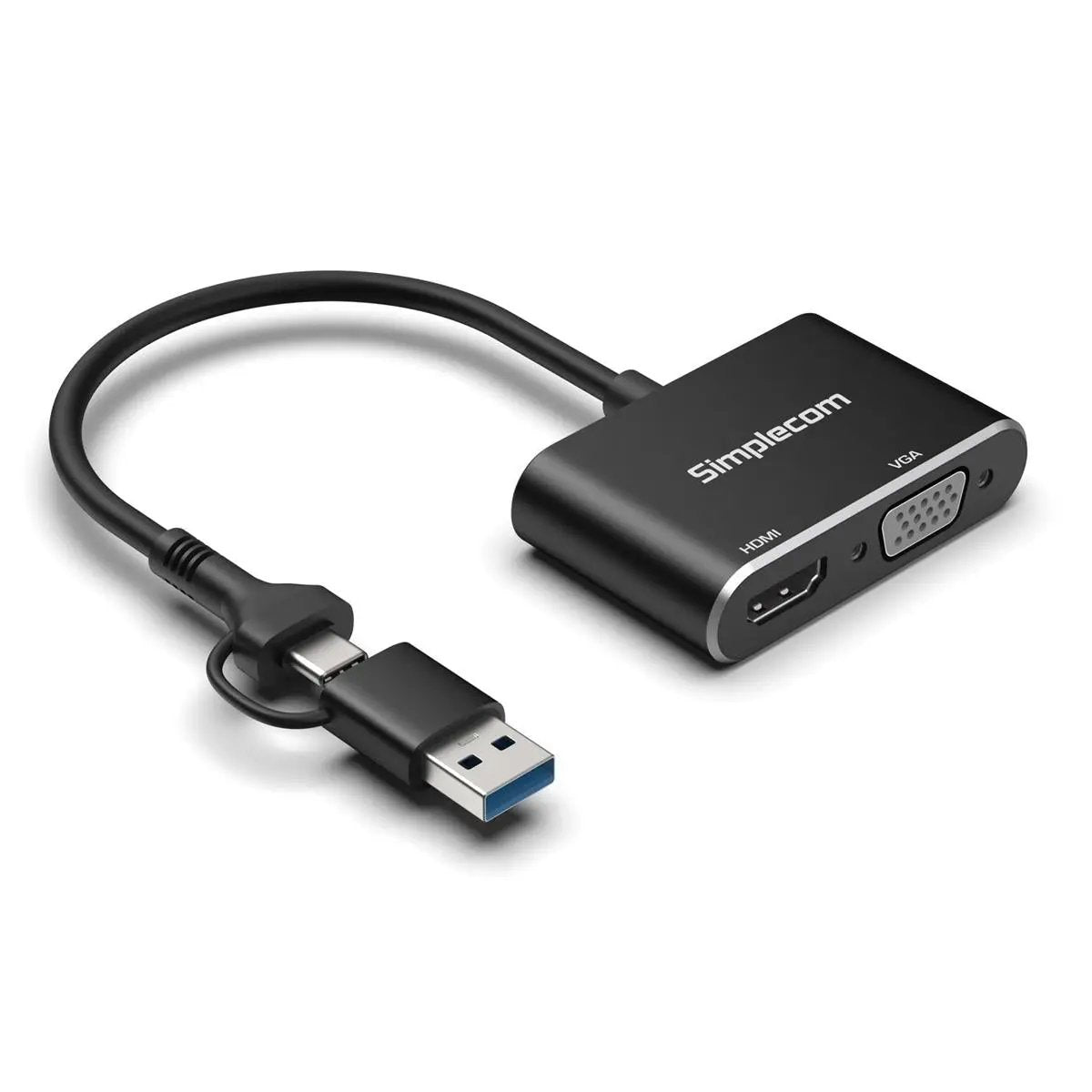 Simplecom DA326C USB 3.0 and USB-C to HDMI + VGA Video Card Adapter Full HD 1080p by Simplecom