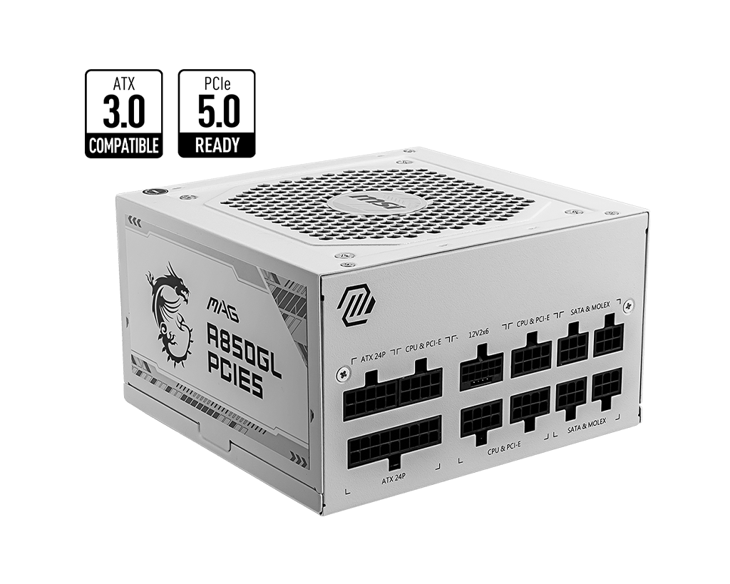 MSI MAG A850GL PCIE5 850W White Power Supply by MSI