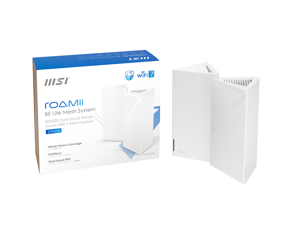 MSI Roamii BE Lite Mesh WIFI 7 System- 2 Pack - Electronics > Networking > Bridges & Routers > Wireless Routers from MSI