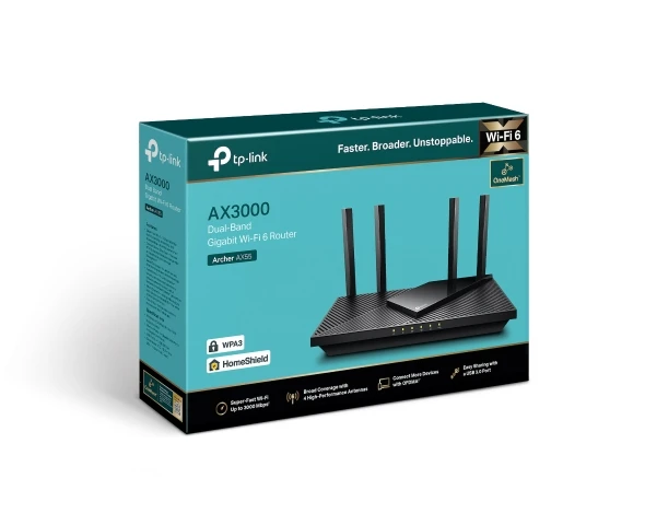 TP-Link Archer AX55 AX3000 Dual Band Gigabit Wi-Fi 6 Router by TP Link