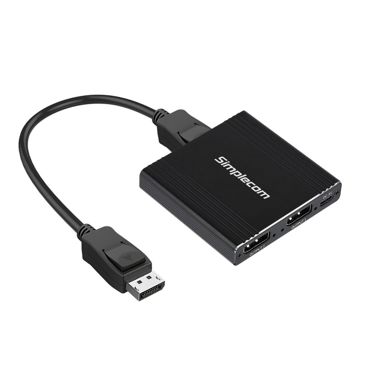 Simplecom CM214 DisplayPort Splitter 1 IN 2 OUT MST Hub for Dual Extended Screens 4K DP 1.4 - IT Warehouse