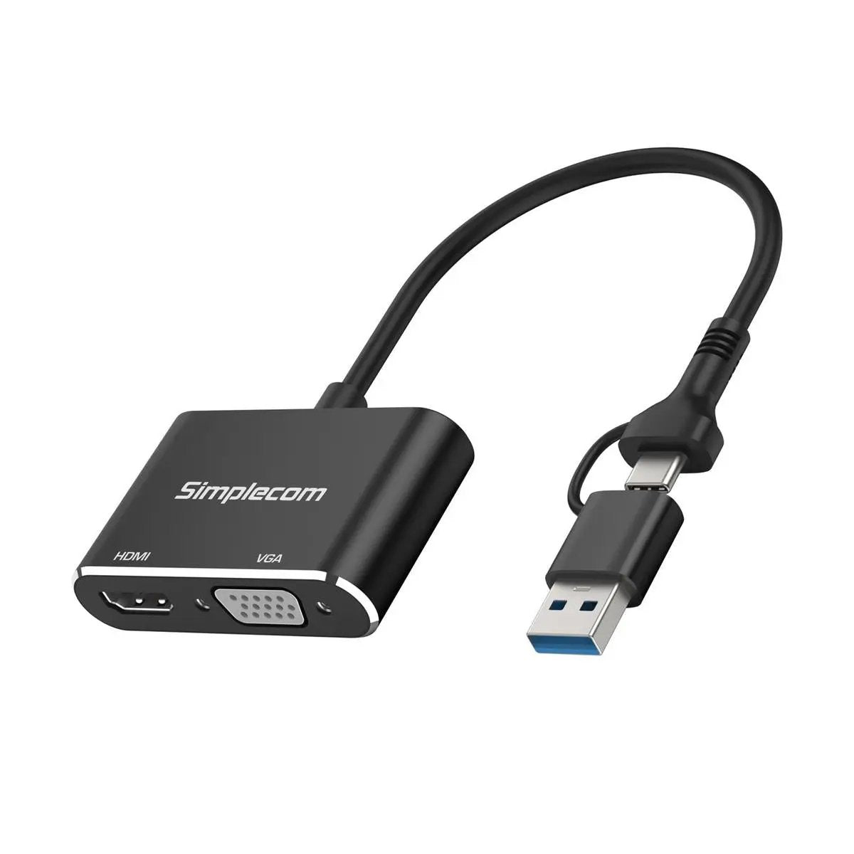 Simplecom DA326C USB 3.0 and USB-C to HDMI + VGA Video Card Adapter Full HD 1080p by Simplecom