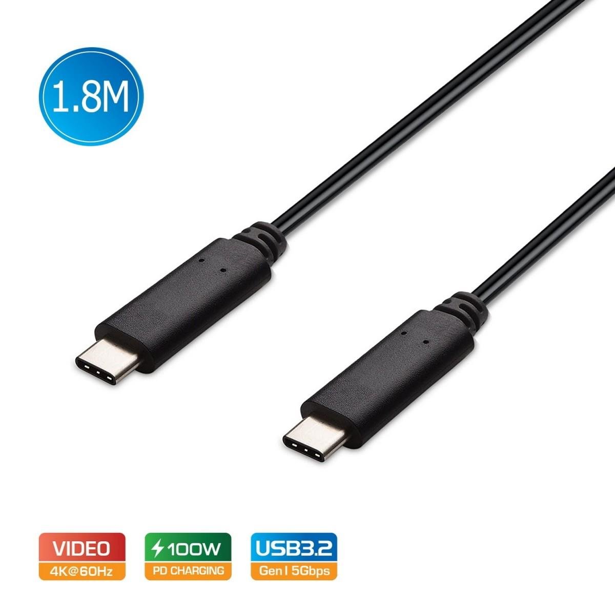 Simplecom CA519 USB - C to USB - C Cable USB 3.2 Gen1 5A 100W PD 4K@60Hz 1.8M - IT Warehouse