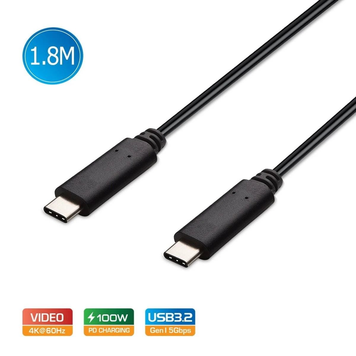 Simplecom CA519 USB-C to USB-C Cable USB 3.2 Gen1 5A 100W PD 4K@60Hz 1.8M by Simplecom