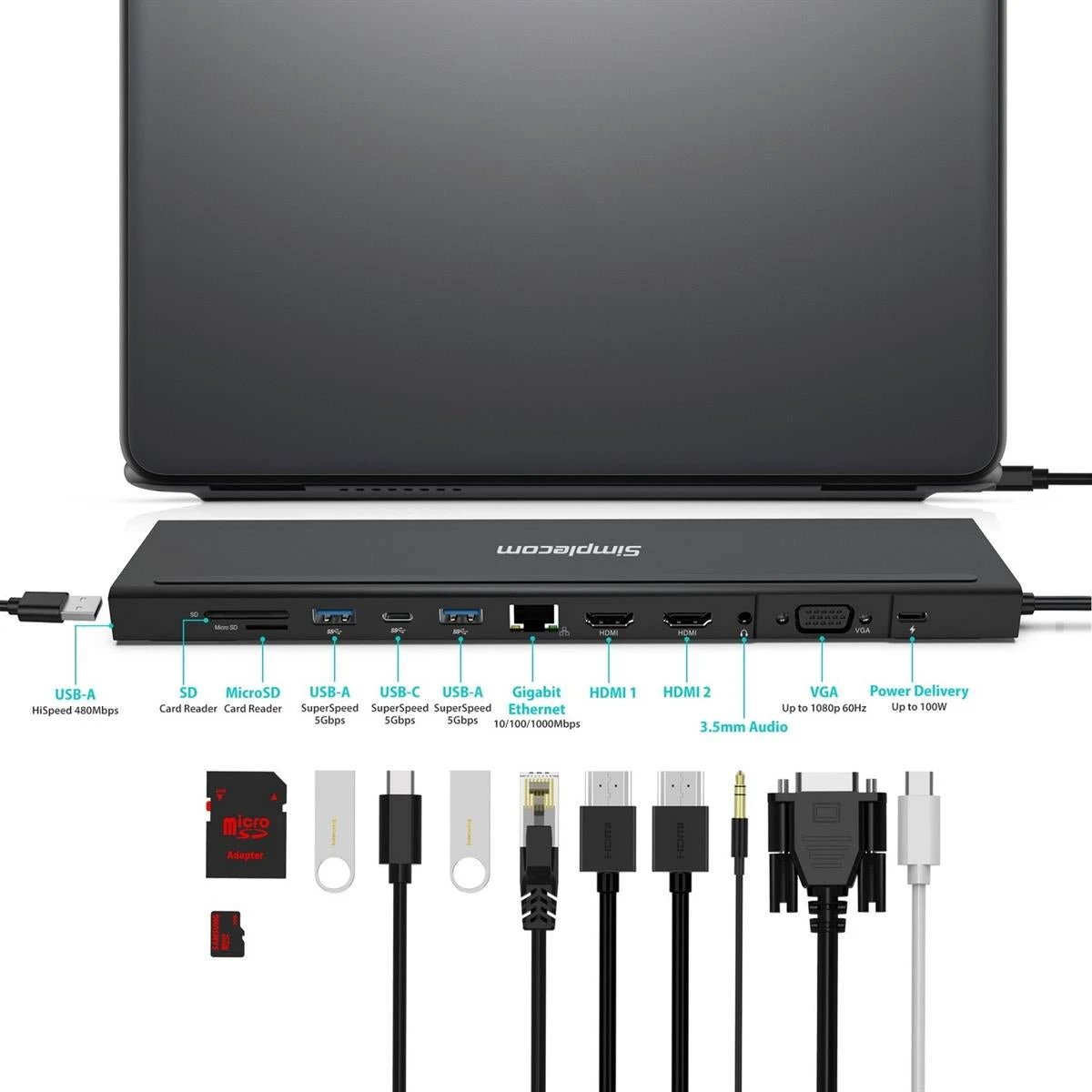 Simplecom CHN622 USB-C 12-in-1 Multiport Docking Station by Simplecom