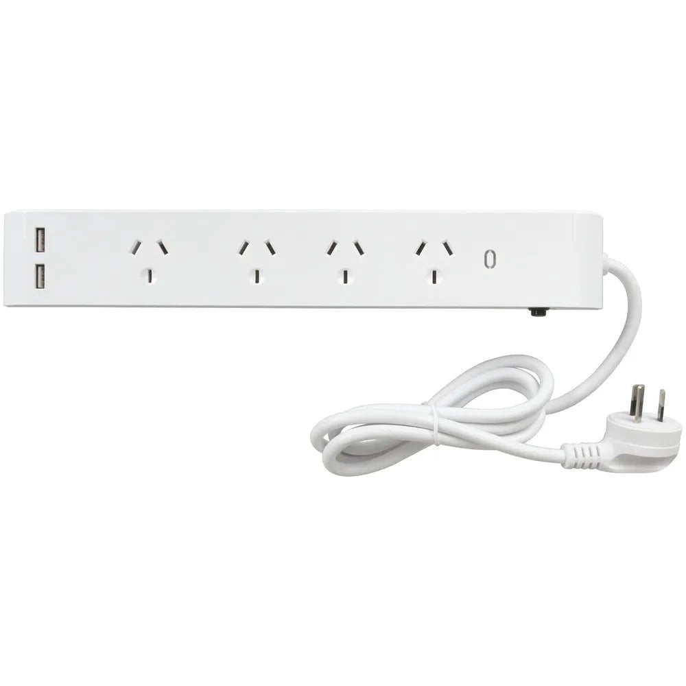 Powertech 4 Way Mains Powerboard with 2 X USB and Surge Protection by Powertech