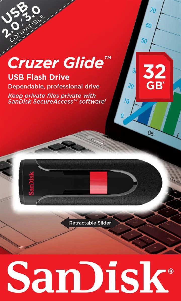 Sandisk Cruzer Glide 32GB USB 2.0 Flash Drive by Sandisk