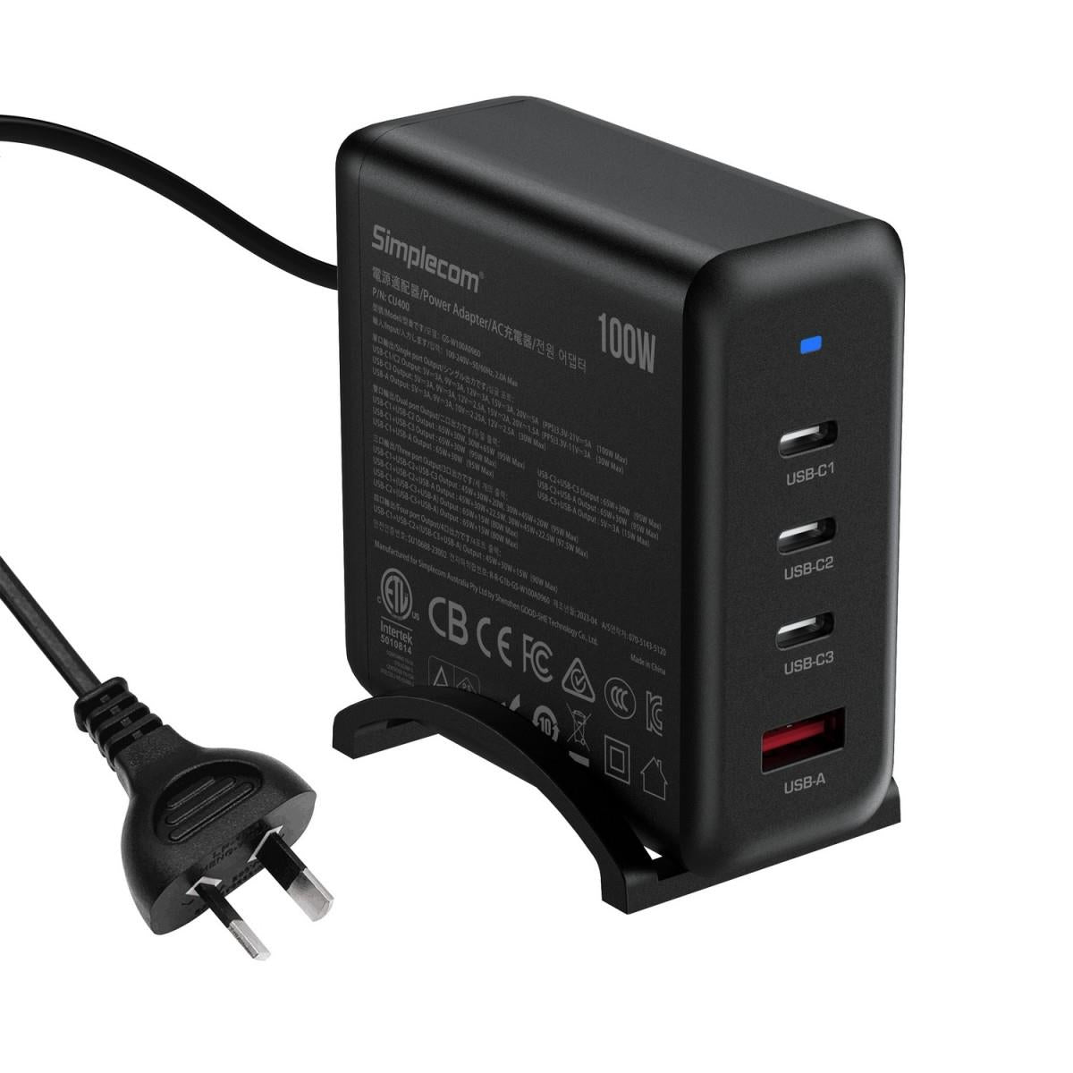 Simplecom CU400 4 - Port PD 100W GaN Fast Charger - IT Warehouse