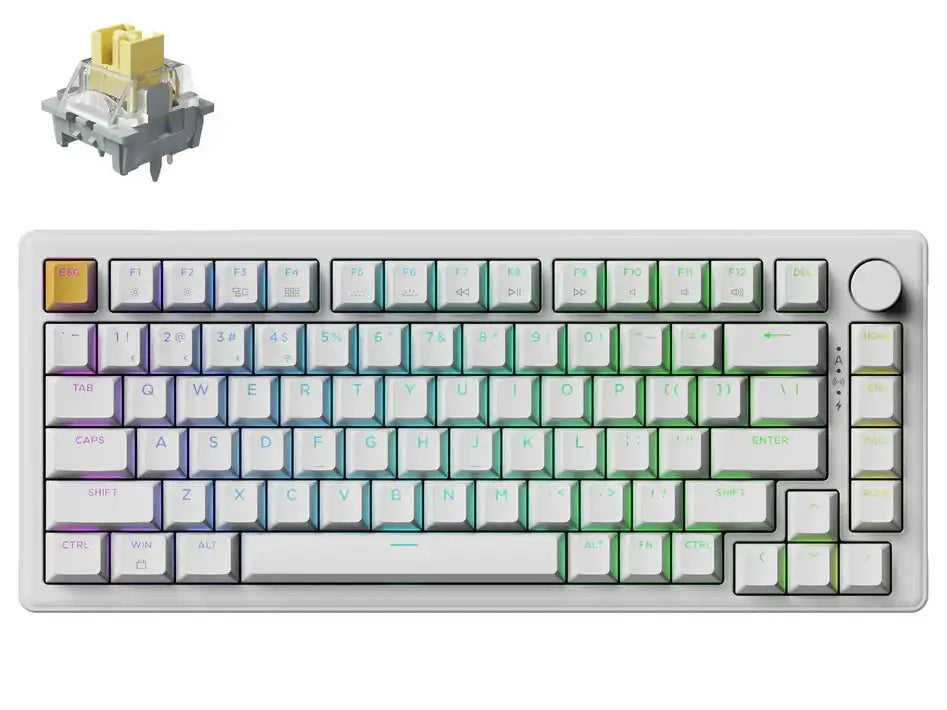 Keychron J2 QMK Wireless RGB Hot-Swappable Apex Banana Switch Mechanical Keyboard - White by Keychron