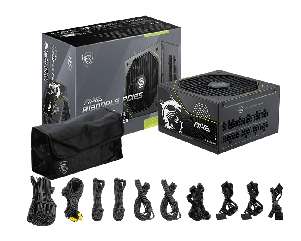 MSI MAG A1200PLS PCIE5.1 1200W 80+ Gold ATX Fully Modular Power Supply