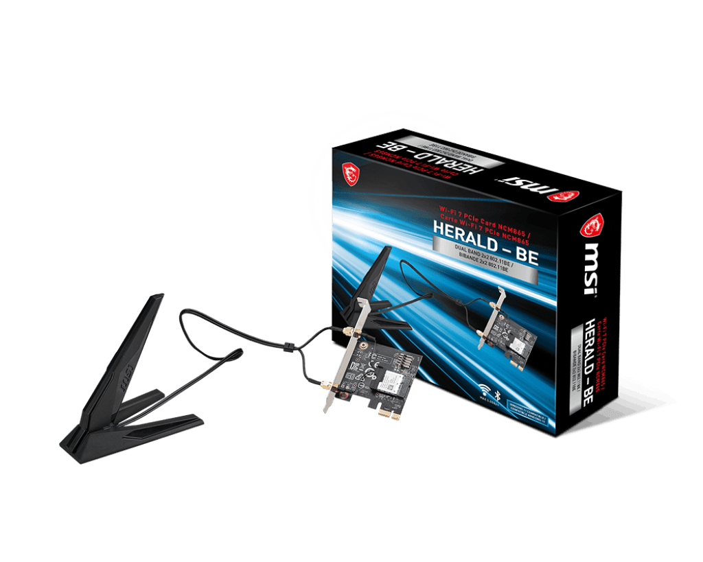 MSI HERALD BE NCM865 Wireless PCIe Adapter, Wi - Fi 7 - IT Warehouse