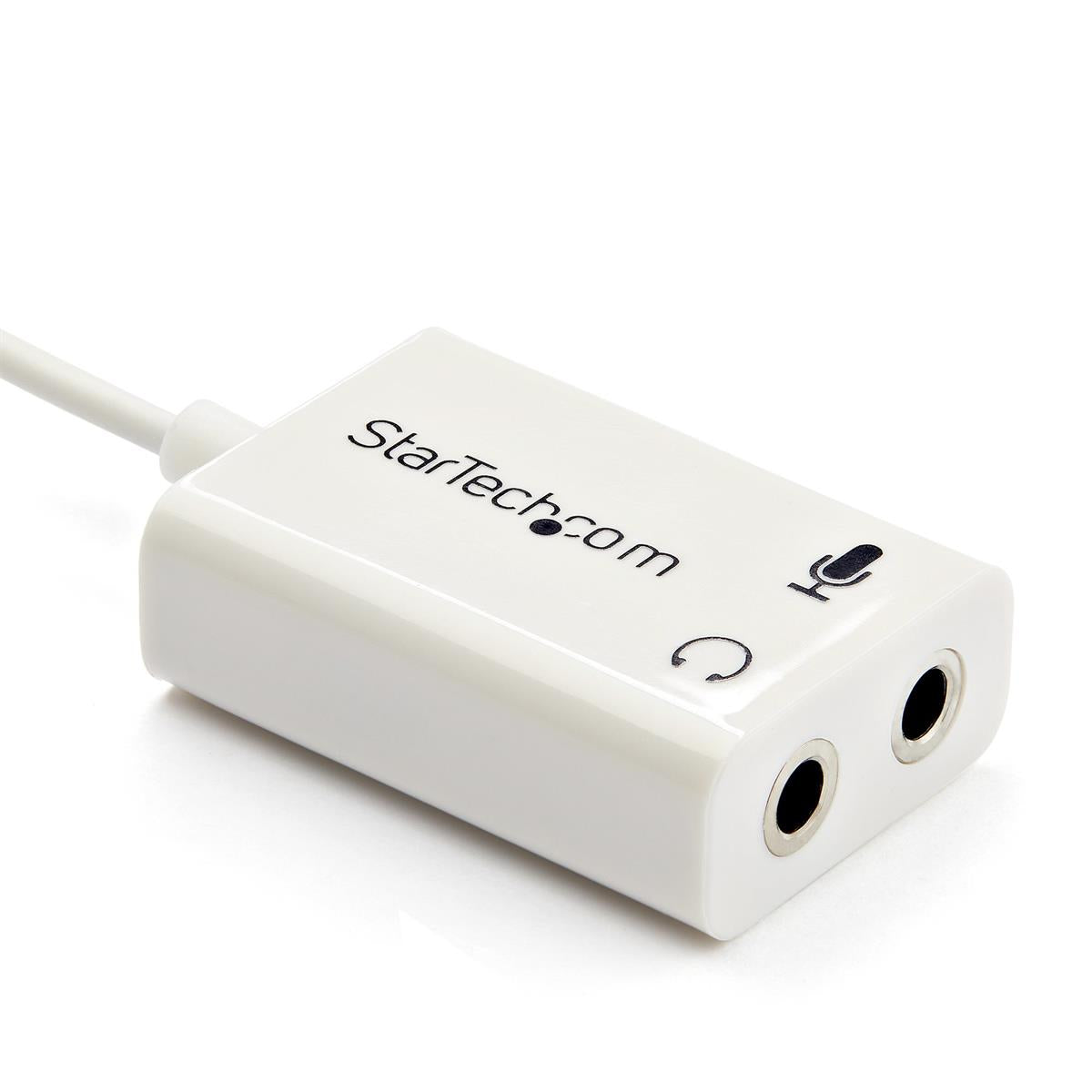 StarTech White headset adapter for headsets with separate headphone / microphone plugs - 3.5mm 4 position to 2x 3 position 3.5mm M/F