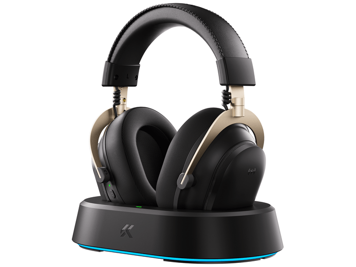 MCHOSE V9 Turbo+ Wireless RGB Gaming Headset with Magnetic Charging Station - Black Gold by MCHOSE