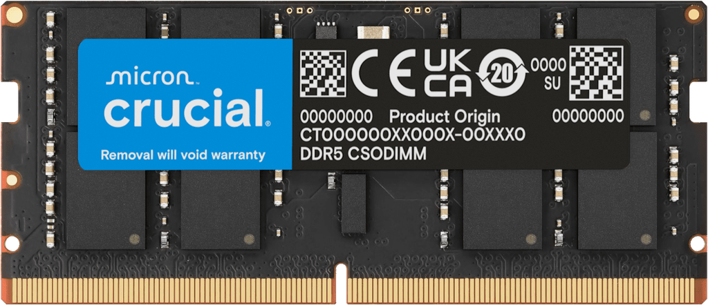 Crucial 16GB (1x16GB) 6400MHz CL52 SODIMM DDR5 RAM
