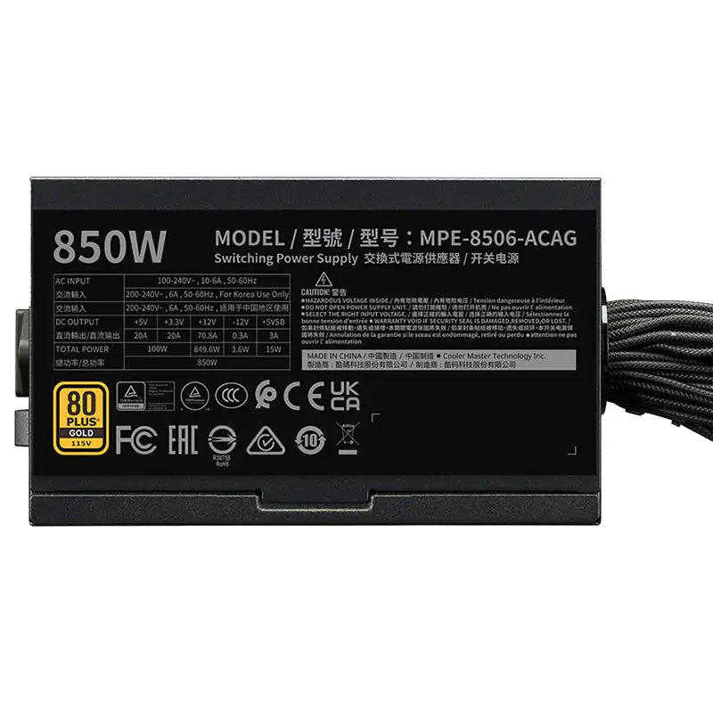 Cooler Master MWE V3 Series 850W 80+ Gold Power Supply - Electronics > Electronics Accessories > Computer Components > Computer Power Supplies from Cooler Master