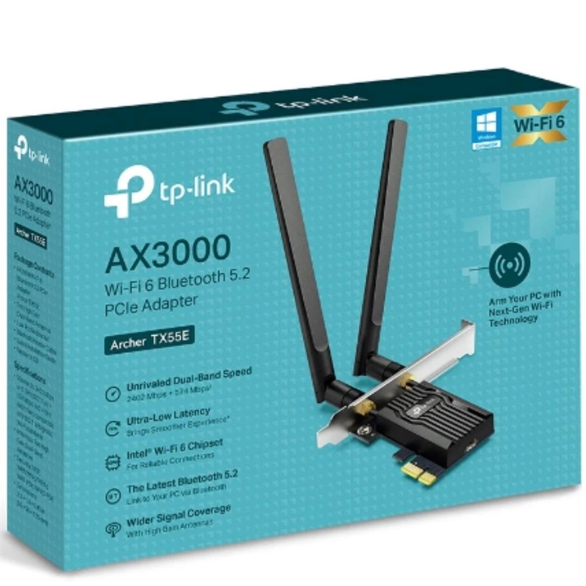 TP-Link Archer TX55E AX3000 Wi-Fi 6 Bluetooth 5.2 PCIe Adapter by TP Link