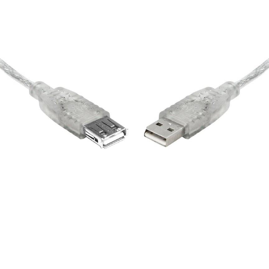 8Ware USB 2.0 Extension Cable 0.25m 25cm A to A Male to Female Transparent Metal Sheath Cable - IT Warehouse