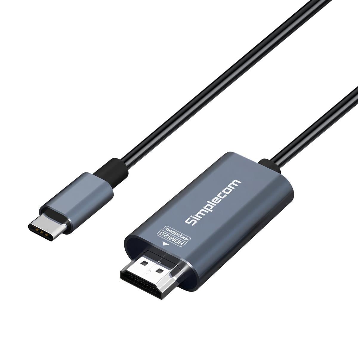 Simplecom DA322 USB - C Type - C to HDMI 2.0 Cable 2M HDCP 4K@60Hz - IT Warehouse