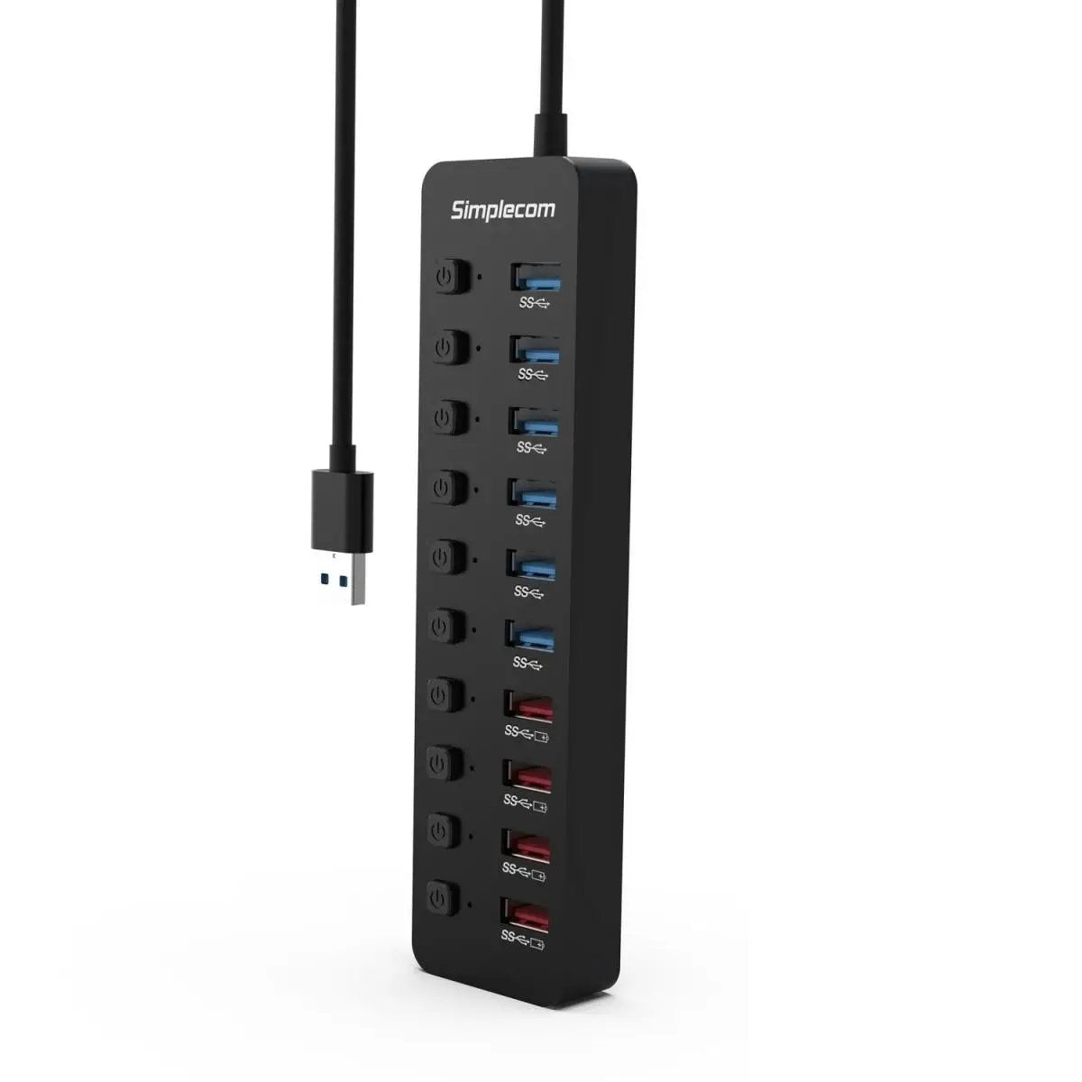 Simplecom CHU810 10-Port USB 3.0 Hub and Charger with Individual Switches by Simplecom