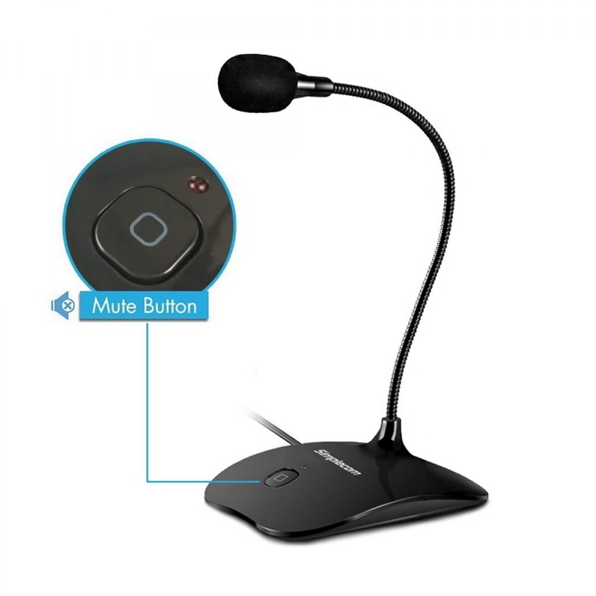 Simplecom UM350 Plug and Play USB Desktop Microphone with Flexible Neck and Mute Button - Electronics > Audio > Audio Components > Microphones from Simplecom