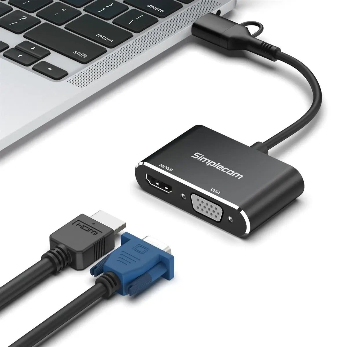 Simplecom DA326C USB 3.0 and USB-C to HDMI + VGA Video Card Adapter Full HD 1080p by Simplecom