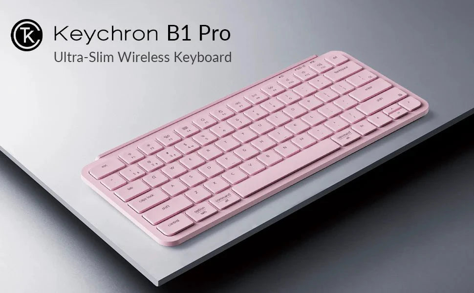 Keychron B1 Pro Wireless / Wired / 2.4GHz UltraSlim Wireless Keyboard (Blossom Pink) by Keychron