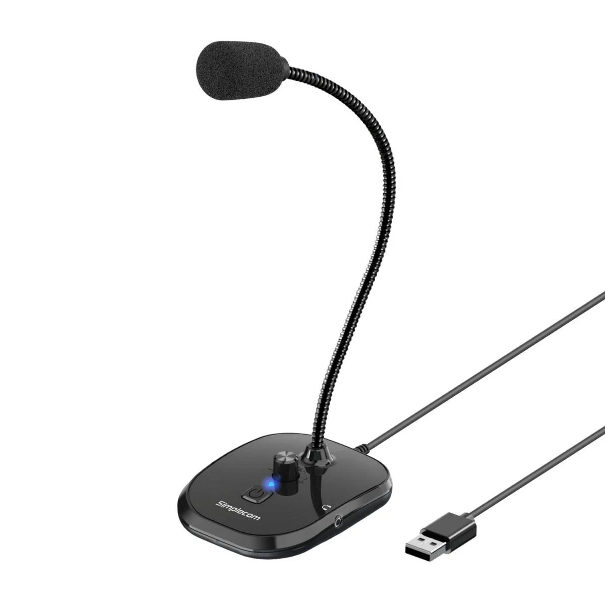 Simplecom UM360 Plug and Play USB Desktop Microphone with Headphone Jack by Simplecom