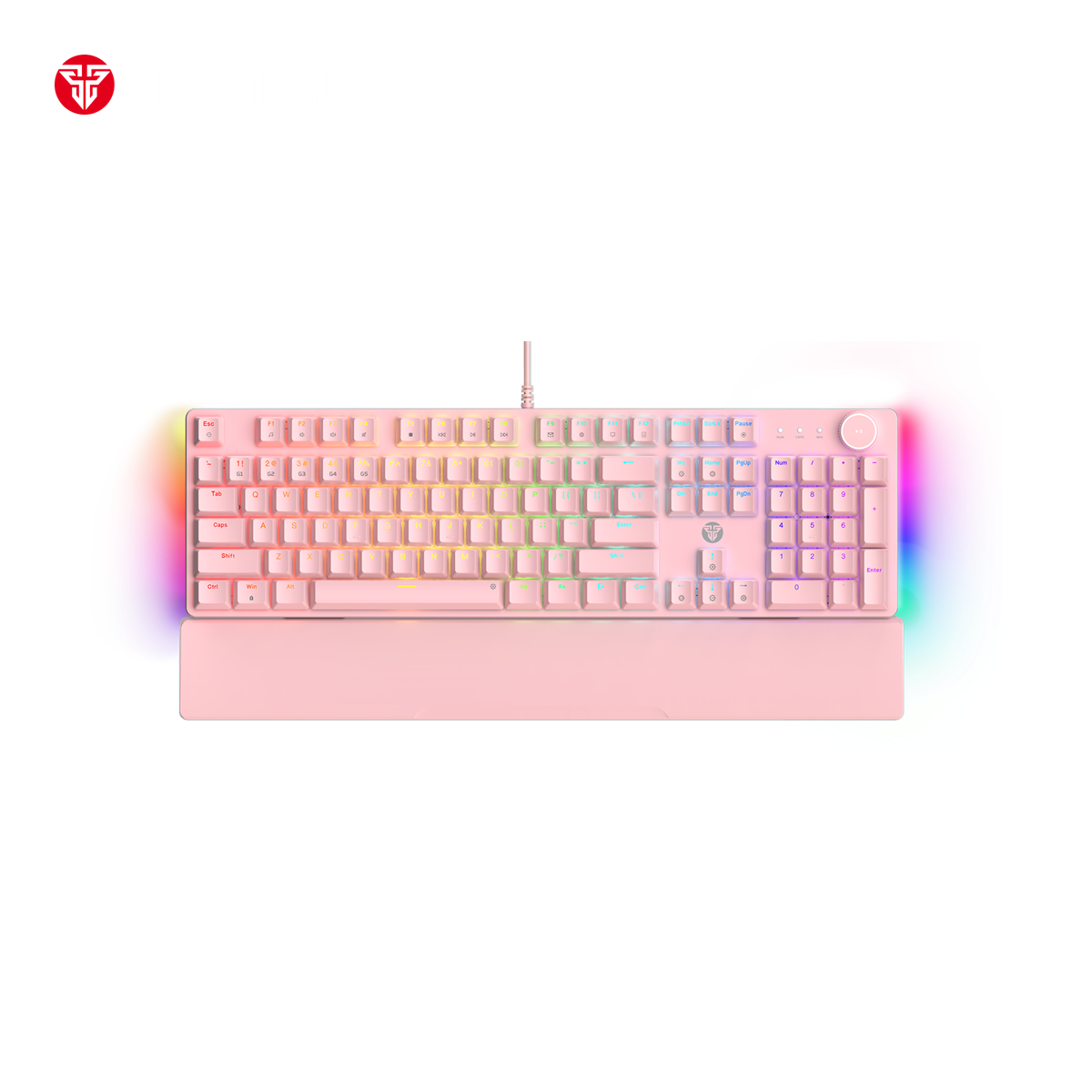 Fantech MAXPOWER II Wired Hot-Swap RGB Backlight Speed Grey Switch Mechanical Keyboard - Pink Wrist Rest by Fantech