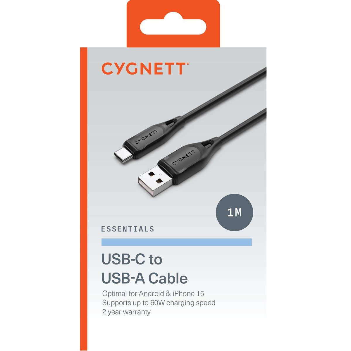 Cygnett Essentials USB-C to USB-A Cable 1 metre - Electronics > Electronics Accessories > Cables > Storage & Data Transfer Cables > USB Cables from Cygnett